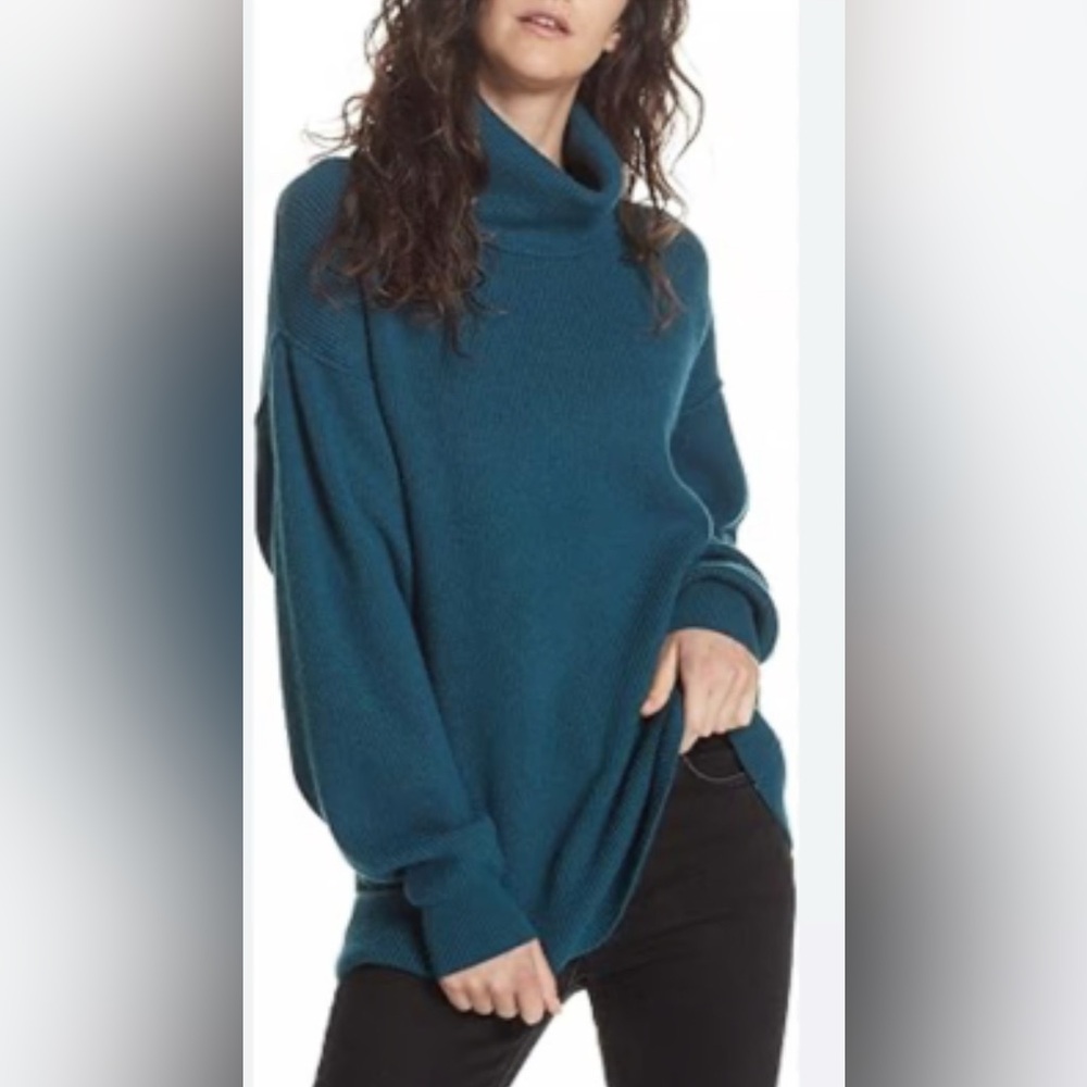 Free People Deep Jade Softly Structured Sweater Tunic